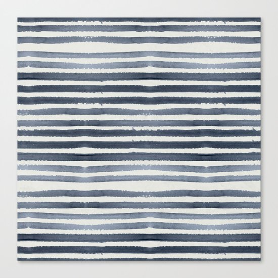 Simply Shibori Stripes Indigo Blue on Lunar Gray Canvas Print
