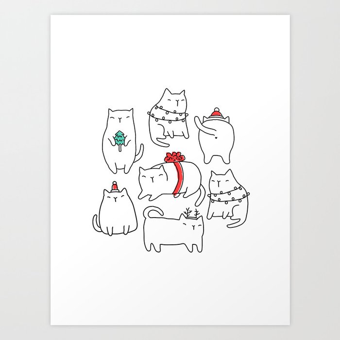 Fat Christmas Cats Art Print By Annaalexeeva Society6 / 21+ christmas pencil drawings. fat christmas cats art print by annaalexeeva