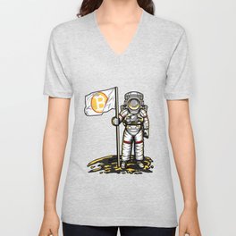 Bitcoin Astronaut To The Moon BTC Blockchain Gift V Neck T Shirt