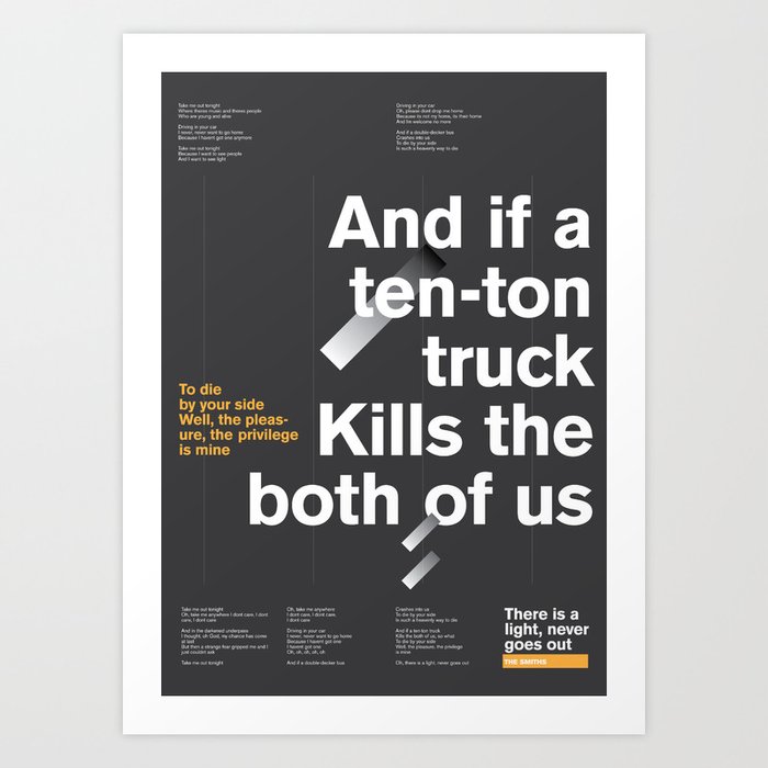 Grotesk Lyrics, Poster / The SMITHS - There's A Light That Never Goes Out Art Print