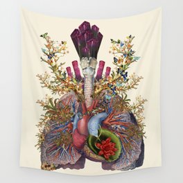 adore anatomical heart lungs collage by bedelgeuse Wall Tapestry