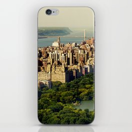 New York City Manhattan aerial view with Central Park and Upper West Side at sunset iPhone Skin