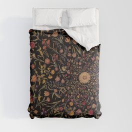 Medieval Flowers on Black Comforter