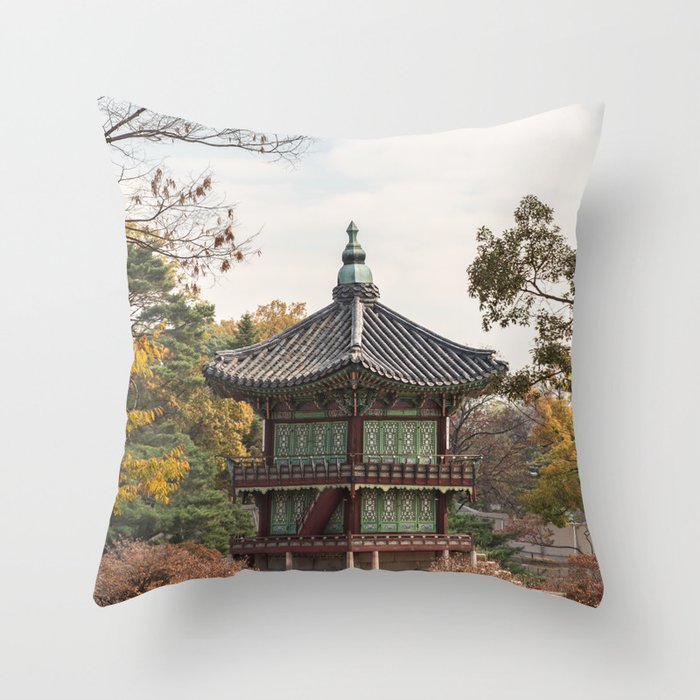 Gyeongbokgung Palace Pagoda - Seoul, Korea Throw Pillow