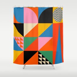 Geometric abstraction in colorful shapes   Shower Curtain