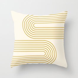 Geometric Lines Rainbow 2 in Retro Gold Shades Throw Pillow