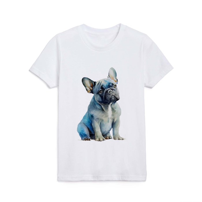 French Bulldog Watercolor Art Small Dog Breed Kids T Shirt