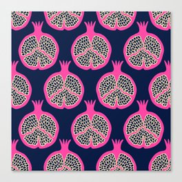 POMEGRANATES in PINK AND SAND ON DARK BLUE Canvas Print