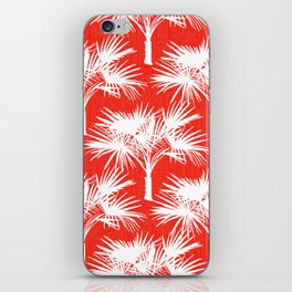 70’s Palm Springs Trees White on Red iPhone Skin