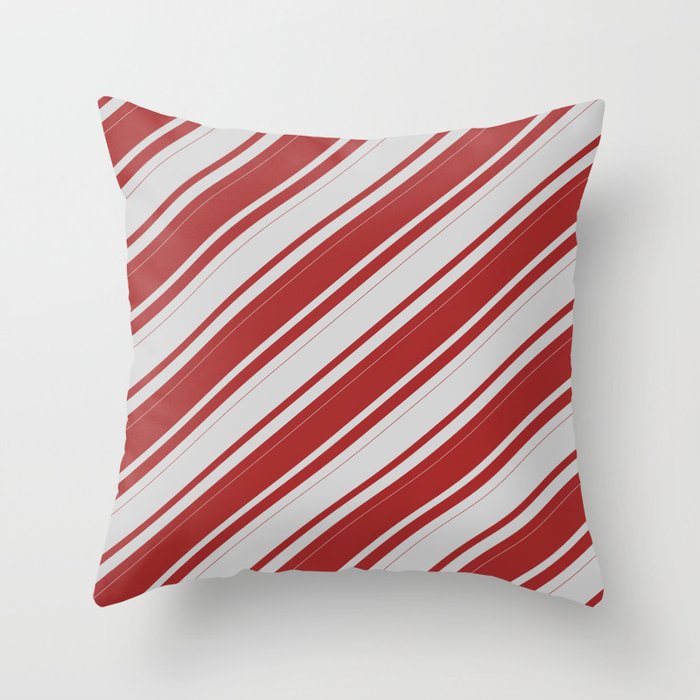 Light Gray & Brown Colored Lines/Stripes Pattern Throw Pillow