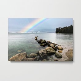 Rainbow over English Bay, Vancouver BC  Metal Print | Landscape, Shorline, Rainbow, Englishbay, Harbour, Ocean, Seascape, Firstbeach, Photo, Vancouverbc 
