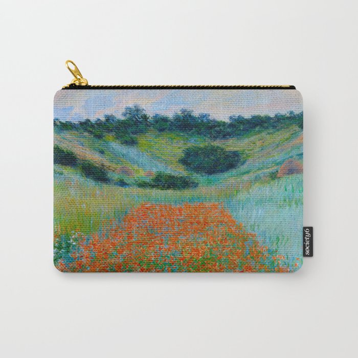 Claude Monet Impressionist Landscape Oil Painting Poppy Field in a Hollow near Giverny Carry-All Pouch
