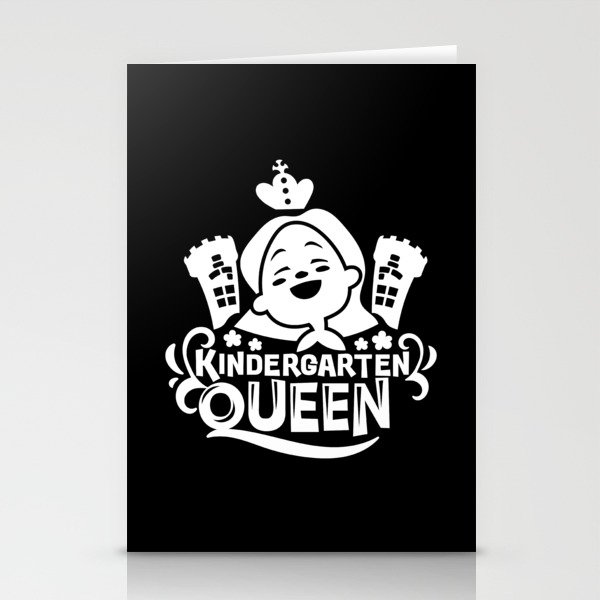 Kindergarten Queen Cute Kids Girly Slogan Stationery Cards