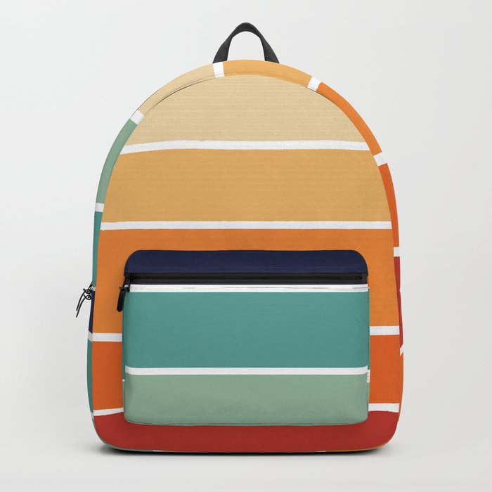 Retro rainbow palette stripes 70s on white 2 Backpack