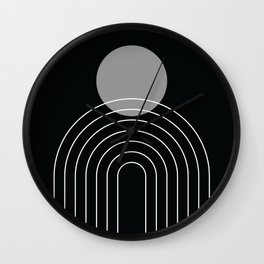 Mid Century Modern Geometric 30 in Black Grey White Wall Clock