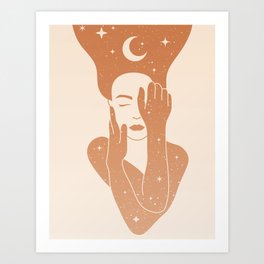 Two Sided Story - Colorful Art Print | Stars, Graphicdesign, Hands, Illustration, Unique, Moon, Art, Magical, Abstract, Digital 
