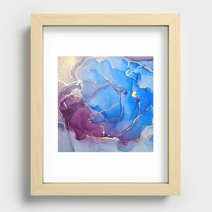 Cornflower Blue + Deep Magenta Abstract Haze Recessed Framed Print