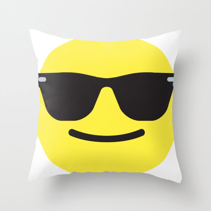 Smiling Sunglasses Face Emoji Throw Pillow