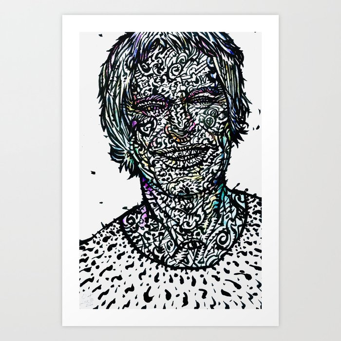 TIMOTHY LEARY watercolor and ink portrait Art Print
