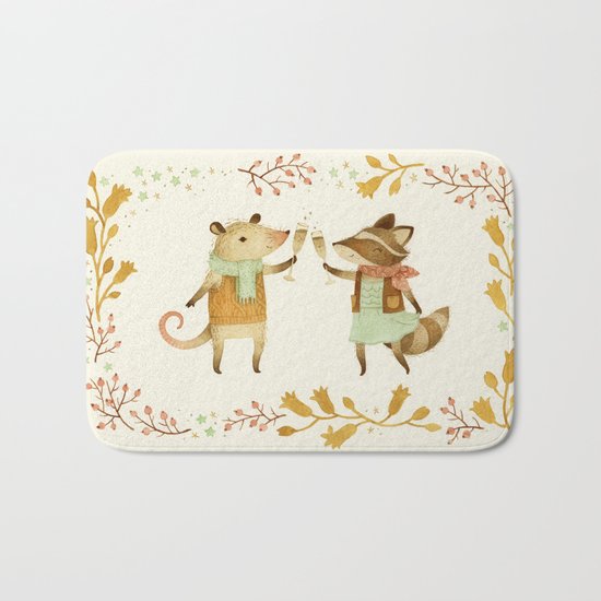 Cheers! From Pinknose the Opossum & Riley the Raccoon Bath Mat