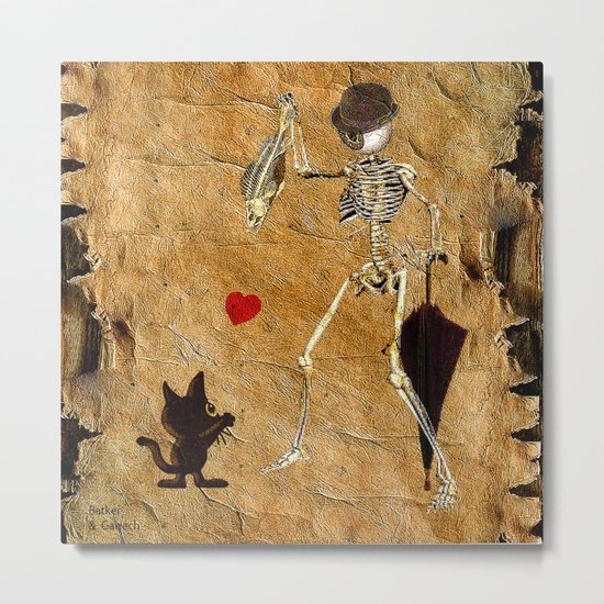 Monsieur Bone loves cat ( work combined by Batkei and Ganech ) Metal Print