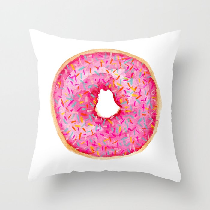 Pink Doughnut Throw Pillow