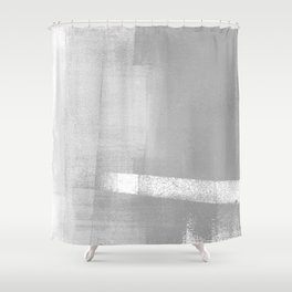 Grey and White Geometric Abstract Shower Curtain