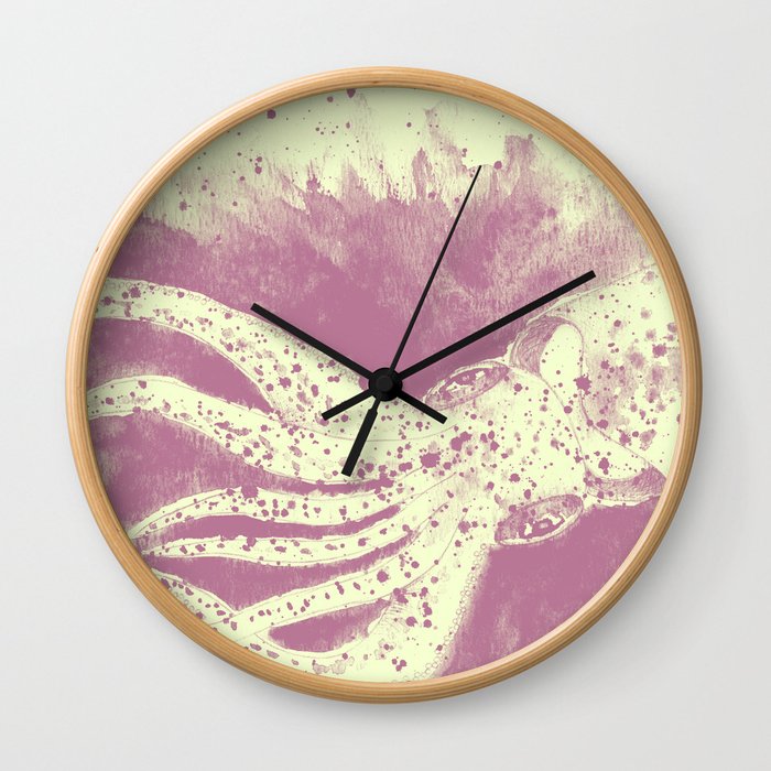 Purple squid ink Wall Clock