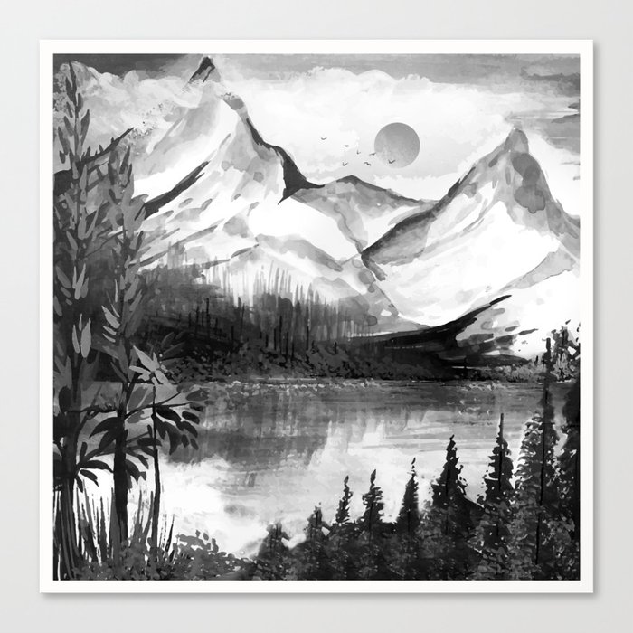 Black and white landscape 1 Canvas Print