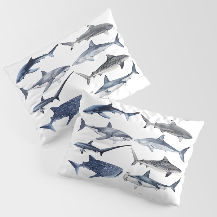 8 SHARKS (navy) Pillow Sham