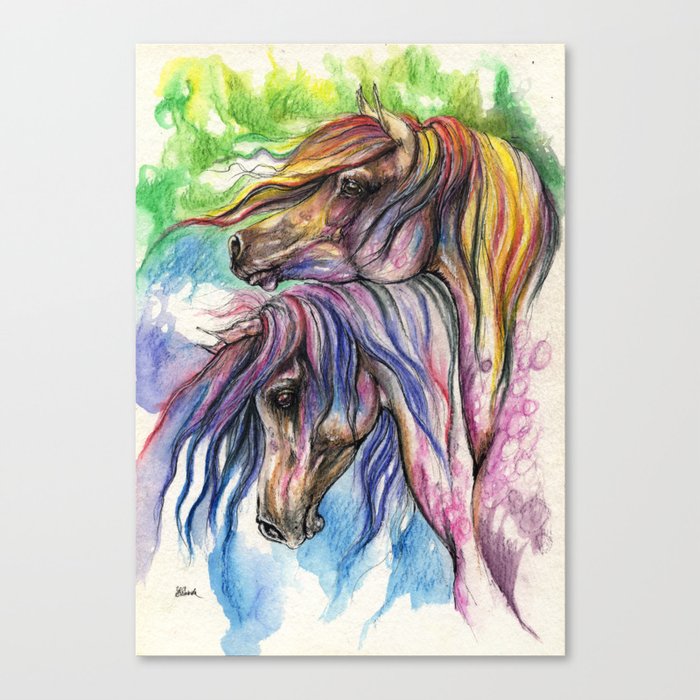 Rainbow Horses Canvas Print