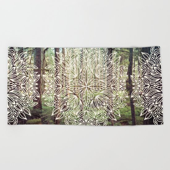 Mandala Vintage Forest Path Beach Towel