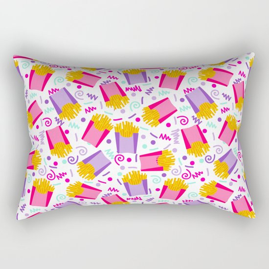 French Fries junk food party time razzle neon bright happy fun kids children pop art pattern foods Rectangular Pillow