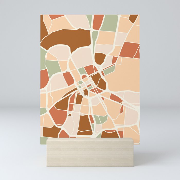 NASHVILLE TENNESSEE CITY MAP EARTH TONES Mini Art Print