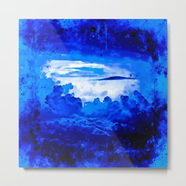 cloudy sky blue turquoise splatter watercolor Metal Print
