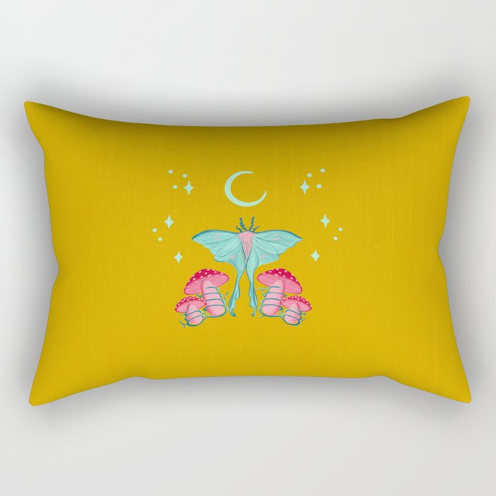 Floral Luna Moth Rectangular Pillow