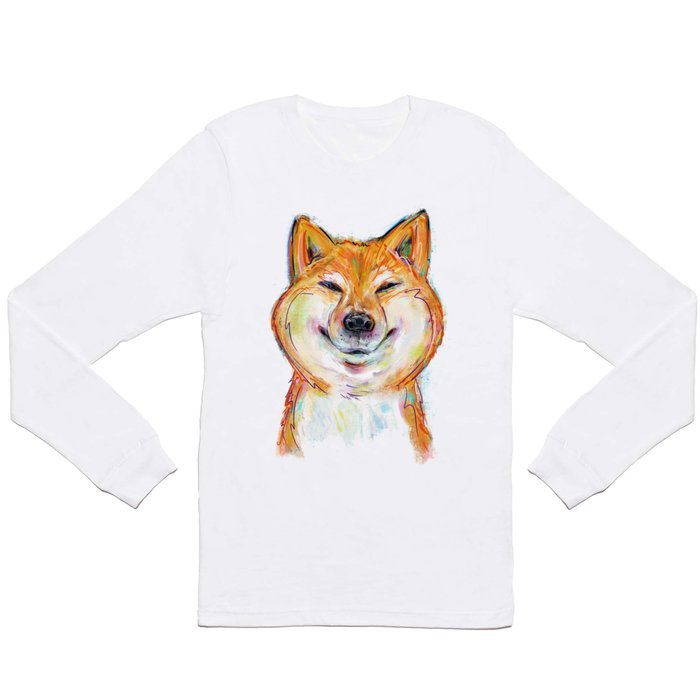 Shiba Inu Painted Pop Art Image Dog art  Long Sleeve T Shirt