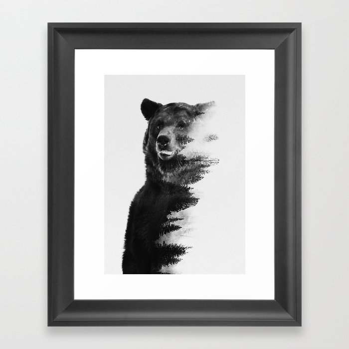 Observing Bear Framed Art Print