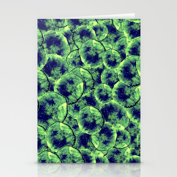 Lime & Navy Watercolor Cells Stationery Cards