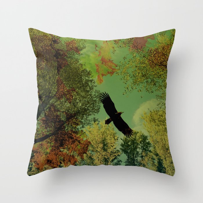 Eagle raising Throw Pillow