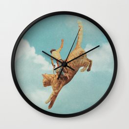 Meehaw - Rodeo Cat / Bronc Wall Clock | Rodeo, Mancave, Ginger, Kitten, Bronco, Vintage Photography, Lasso, Collage, Sky Clouds, Country Western 