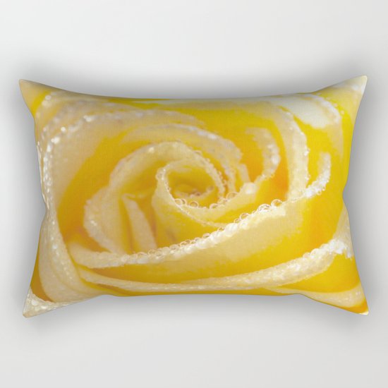 Yellow Romance - Yellow Rose with sparkling waterdrops - Roses Rectangular Pillow