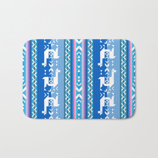 Llamas_Pink and BlueSky Bath Mat