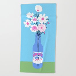Retro Modern Spring Flowers Still Life Beach Towel