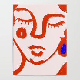 face of a girl minimal drawing  Poster