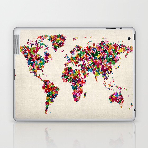 Butterflies Map of the World Map Laptop & iPad Skin
