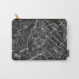 Vienna Black Map Carry-All Pouch | Line, Graphicdesign, Road, Vector, Abstract, Simple, Architecture, Vienna, Urban, Detail 