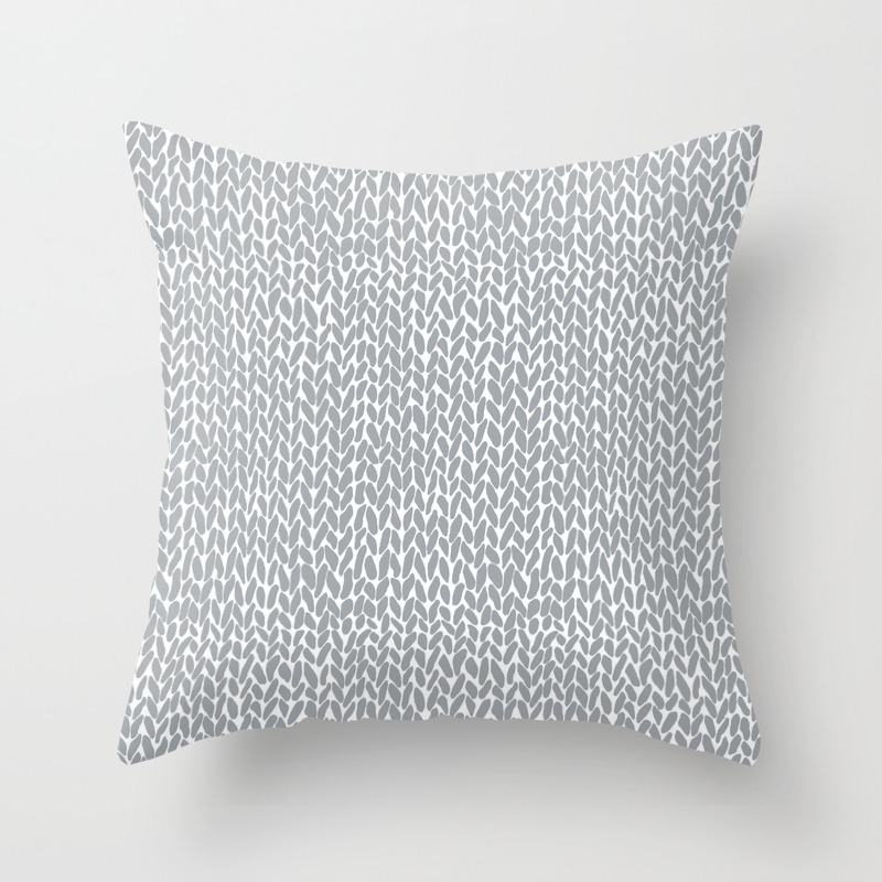 Hand Knit Light Grey Throw Pillow By Projectm Society6