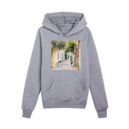 Antibes Flowers, Travel France Print, French Riviera City Street, Cote d'Azur Charming Town Print Kids Pullover Hoodies