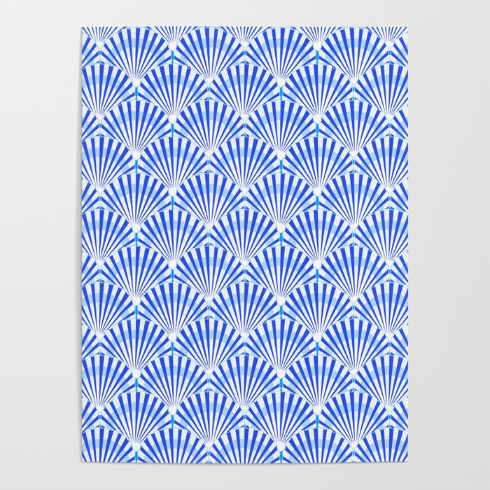Blue Shell Art Deco Pattern Poster